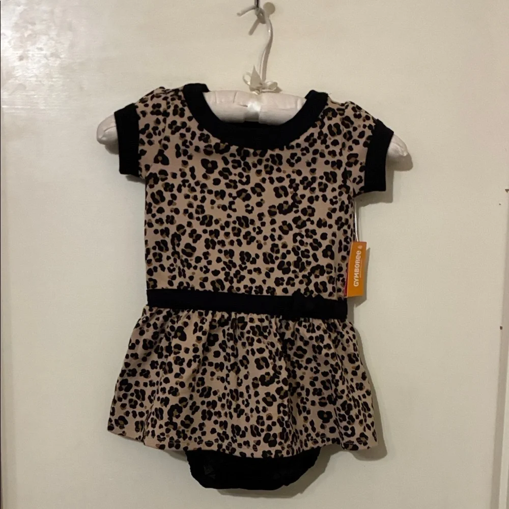 NWT Gymboree Leopard Print Dress with Black Details and detached bloomers 18-24